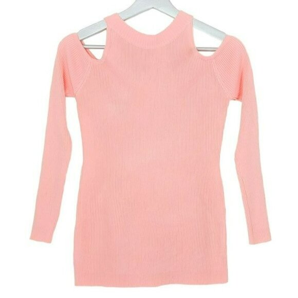 NWT Cold Shoulder Top Cotton Blend Lightweight Ribbed Knit Sweater - Picture 2 of 3